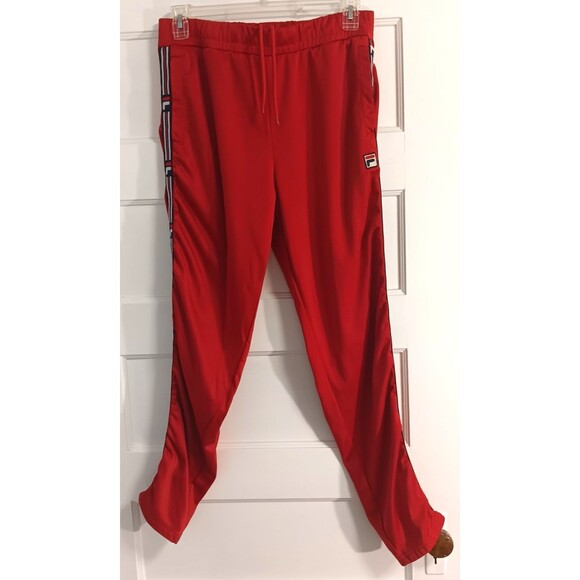 FILA Joggers Mn XL Ush Tape Pant Red Athletic Streetwear Hip Hop Pockets Comfort - Picture 2 of 12